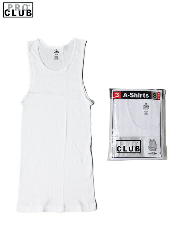 【3枚セット】【インポート】PRO CLUB Shirts TANKTOP 3P-PACK プロクラブ A タンクトップ 3枚入り ホワイト 白