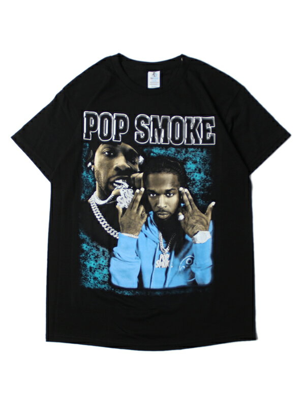 【インポート】POP SMOKE SHORT SLEEVE TEE SHIRTS black ポップスモーク フォト 半袖 Tシャツ ブラック Threads on demand