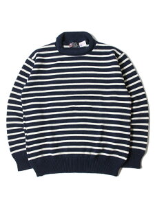 【インポート】 Binghamton Knitting Company MENS ROLL NECK COTTON SWEATER navy x natural ビンガムトン ロールネック ニット コットン セーター ボーダー ネイビー x ナチュラル