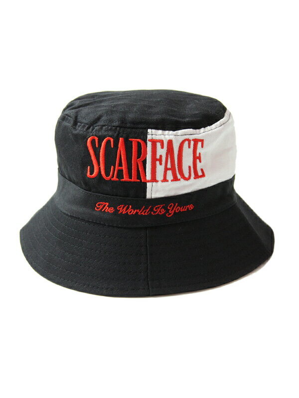 Scarface x REASON CLOTHING Bucket Hat white/black スカーフェイス バケットハット 刺繍 ブラック/ホワイト