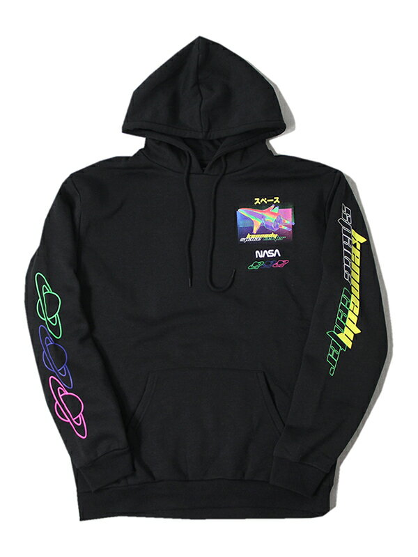 【インポート】NASA KENNEDY SPACE CENTER LOGO PULL OVER HOODIE black ナサ ケネディ スペース センター ロゴ プルオーバー フーディー ブラック