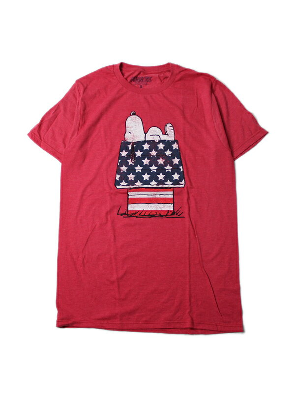 【オフィシャル/あす楽】PEANUTS SNOOPY SLEEP S/S Tee red スヌーピー USフラッグ Tシャツ 赤 レッド