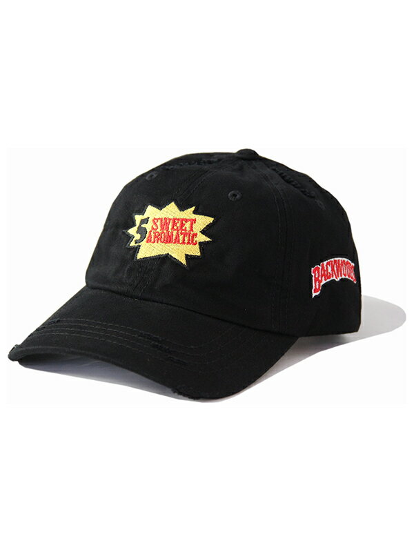 【インポート】BACK WOODS DAMAGE COTTON CAP "5SWEETAROMATIC"black バックウッズ ”5スウィートアロマティック”ダメージ コットン キャップ ブラック