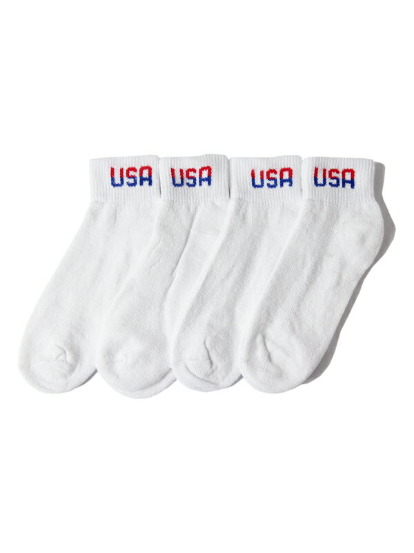 【インポート】USA ショート ソックス 靴下 4足組 パイル 白 ホワイト 4PAIR Hi SOCKS SOX white