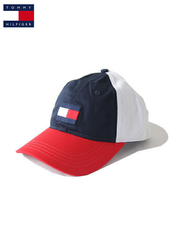 トミー ヒルフィガー キャップ メンズ 【US買い付け正規品】TOMMY HILFIGER トミーヒルフィガー フラッグ ロゴ コットン 6パネル キャップ ネイビー/ホワイト/レッド FLAG LOGO 6PANEL CAP navy/white/red