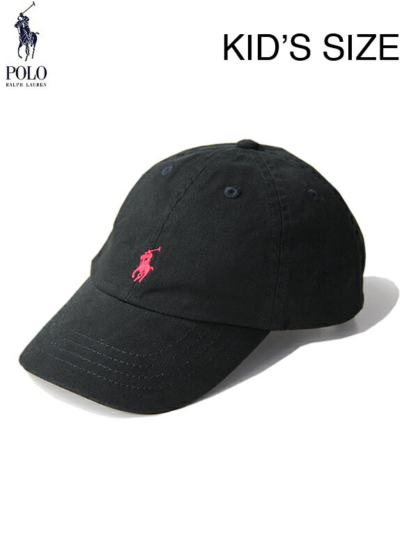 ポロ ラルフ ローレン キッズサイズ【USモデル】POLO Ralph Lauren KID'S 6PANEL COTTON CAP 2T-4T 4-7 black ポロ ラルフローレン 6パネルコットンキャップ 帽子 黒 ブラック