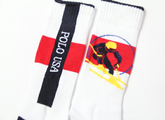 【メール便対応商品】POLO Ralph Lauren ポロ ラルフローレン USA SKI HI SOCKS white ハイソックス 白 SOX