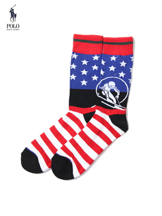 POLO Ralph Lauren ポロ ラルフローレン USA SKI HI SOCKS SOX multi ハイソックス 星条旗