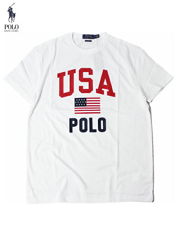 【インポート正規品】POLO Ralph Lauren ポロ ラルフローレン 星条旗 ロゴ 半袖Tシャツ ホワイト USA FLAG LOGO S/S TEE white