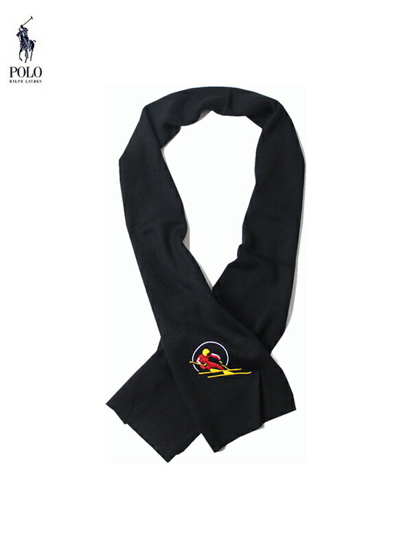 【USモデル】 POLO Ralph Lauren SKI SCARVES black ポロ ラルフローレン スキー ウール マフラー ストール スカーフ ブラック