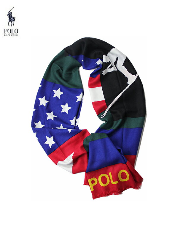 【USモデル】POLO Ralph Lauren SKI USA SCARVES green/red/blue ポロ ラルフローレン スキー 大判マフラー ストール スカーフ マルチカラー