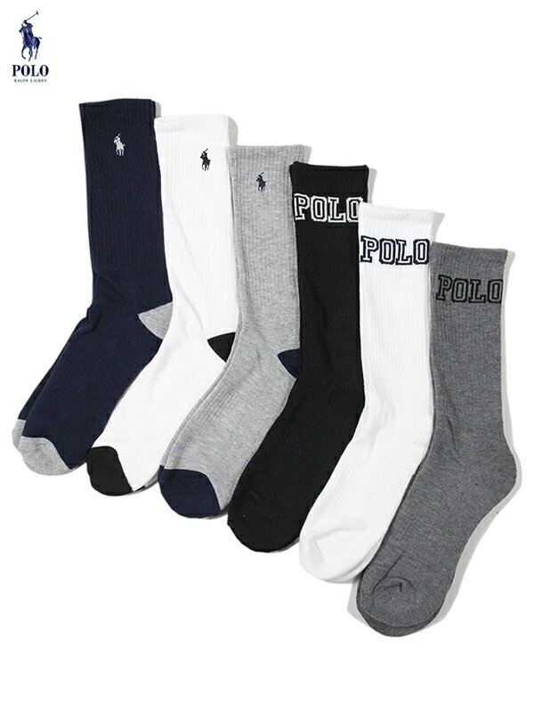 yC|[gzPOLO Ralph Lauren CLASSIC SOPRT 6PAIRS ONEPOINT PONY&POLO LOGO LONG SOCKS SOX white/black/gray/navy/charcoal | t[ 6Zbg |j[hJ S O \bNX zCg/ubN/O[/lCr[/`R[ 24cm`30cm