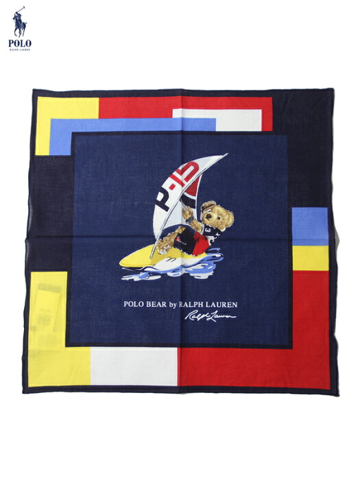 【インポート正規品】POLO Ralph Lauren 423 WINDSURFER POLO BEAR SCARF navy/multi ポロ ラルフローレン ベアー スカーフ ハンカチ バンダナ ネイビーマルチ