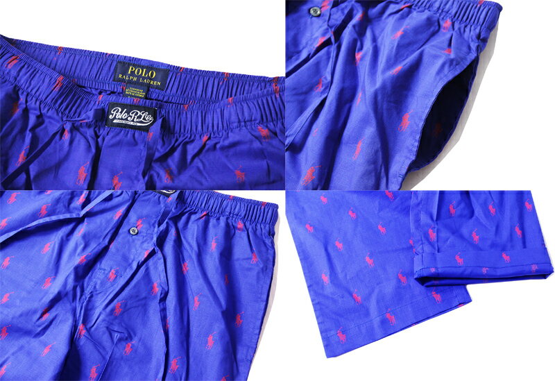 【インポート正規品】POLO Ralph Lauren PONY MONOGRAM PAJAMA PANTS royal/red ポロ ラルフローレン パジャマ ルーム パンツ モノグラム ロイヤル レッド