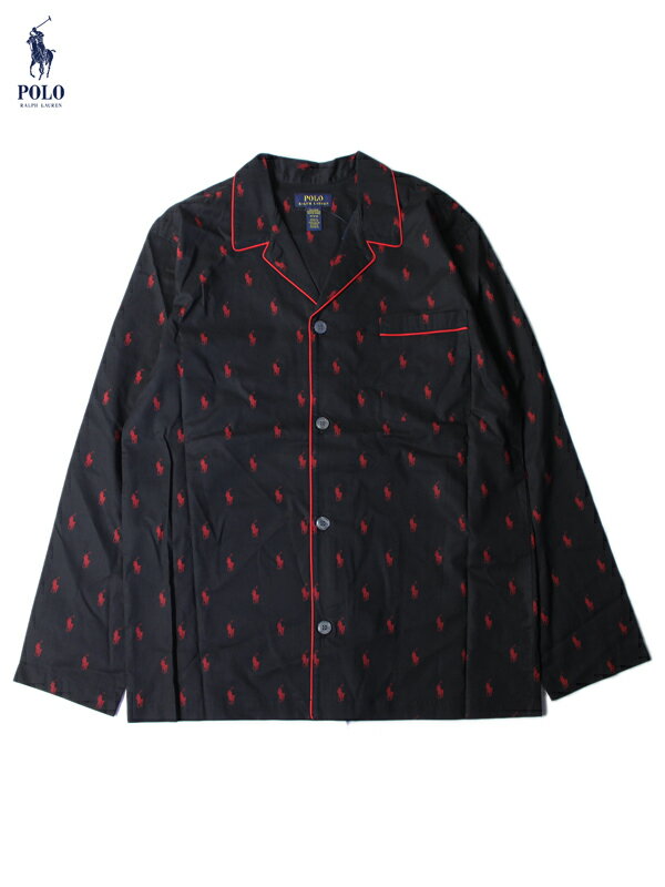 【インポート正規品】POLO Ralph Lauren PONY ONE POINT FLANNEL PAJAMAS TOP SHIRTS rl black ポロ ラルフローレン ポニー ワンポイント パジャマ トップ シャツ ブラック/レッド