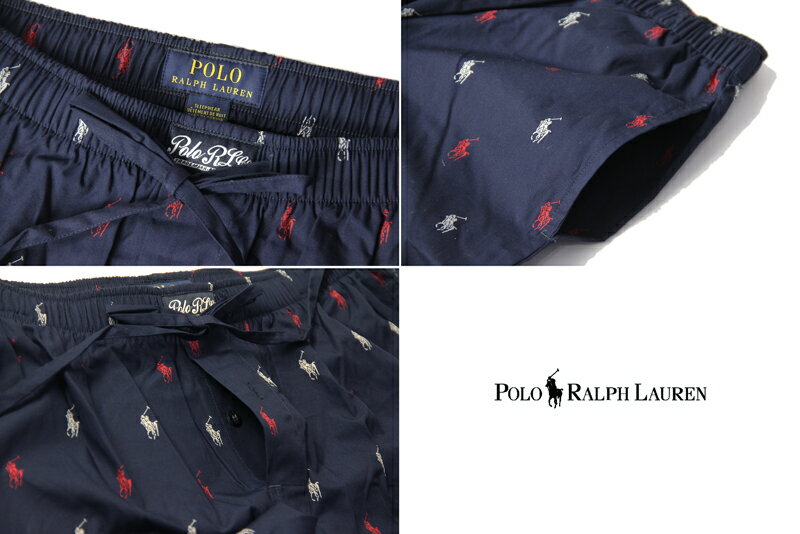 【インポート正規品】POLO Ralph Lauren PONY MONOGRAM PAJAMA PANTS navy/white/red ポロ ラルフローレン パジャマ ルーム パンツ モノグラム ネイビー