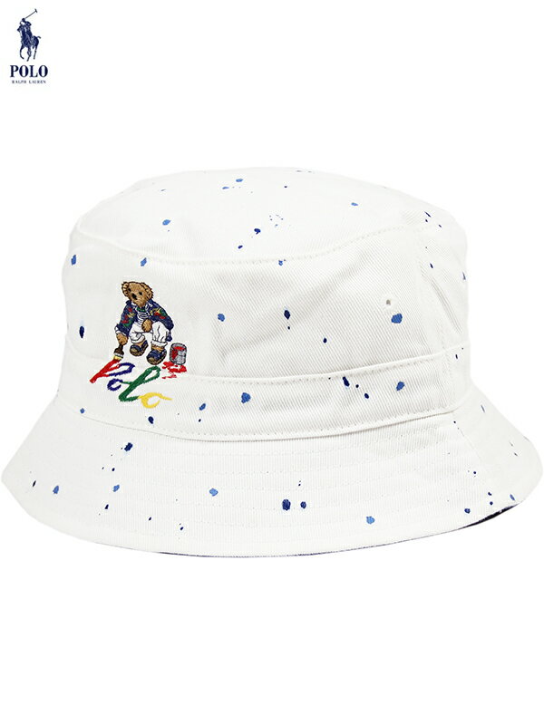 ポロ ラルフ ローレン 【インポート】POLO Ralph Lauren DENIM NOVELTY BEAR BUCKET HAT white ポロ ラルフローレン ポロベアー ペイント バケットハット ホワイト