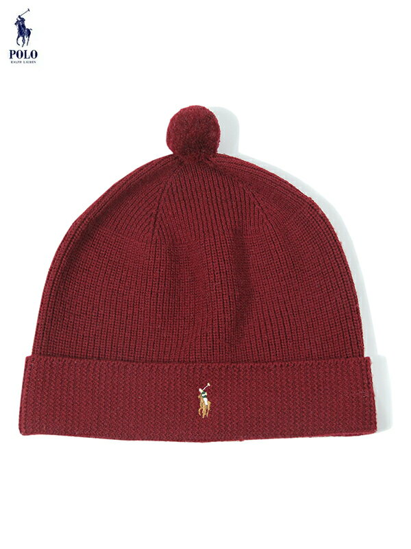 ポロラルフローレン ニット帽 メンズ 【インポート】 POLO Ralph Lauren POMPOM WATCH BEANIE CAP burgundy ポロ ラルフローレン ポンポン ニットキャップ ビーニー バーガンディー