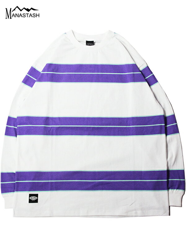 MANASTASH ABERDEEN RUGGER LONG SLEEVE TEE white/purple }iX^bV AofB[ K[ OX[u TVc zCg p[v