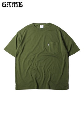 ビッグTシャツ ワイド ビッグシルエットT ポケットT 無地 半袖 オリーブ GAME（ゲーム） / BIG SILHOUETTE POCKET S/S Tee olive