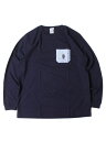 |CgxA[ hJ T OX[u|PbgTVc  N} F lCr[ ONE POINT BEAR POCKET L/S Tee Shirt navy