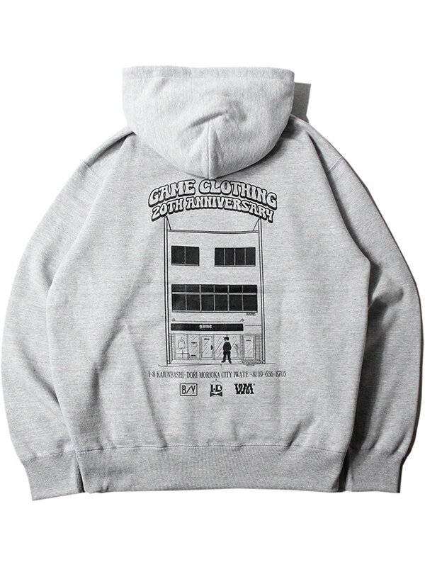 game clothing 20th Anniversary WDsounds WANDERMAN Biv COLLABORATION PULLOVER HOODIE Art Work by WACK WACK gray ゲームクロージング コラボ アニバーサリー プルオーバー フーディー パ…