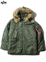 【インポート正規品 】ALPHA INDUSTRIES N-3B PARKA JACKET sage アルファ インダストリーズ エヌスリービー パーカー ファー付き ジャケット セージ グリーン