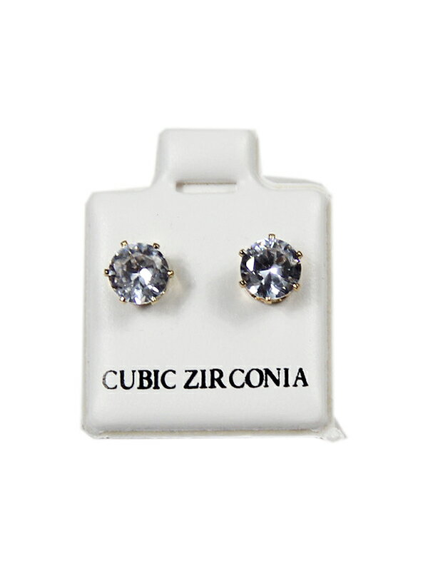 メール便対応商品【インポート】ジルコニアピアス 2個セット 6mm ゴールド キュービック PIERCED EARRINGS gold