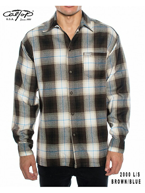 Rakuten - 【インポート】Cal Top OMBRE CHECK LONG SLEEVE SHIRT brown/blue キャルトップ オンブレ チェック ロングスリーブ シャツ ブラウン/ブルー