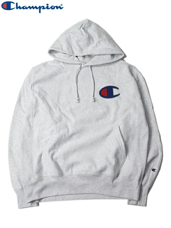 yUSfzChampion REVERSE WEAVE BIG C LOGO HOODIE silver gray `sI GF68 o[XEB[u rbOS vI[o[ t[fB[ Vo[O[