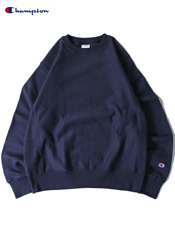  Champion 12oz REVERSE WEAVE CREW NECK SWEAT navy チャンピオン 12 オンス リバースウィーブ クルーネック ヘビーウェイト スウェット レーナー 目無し 裏起毛 プレーン ネイビー