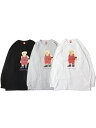 BUSH CLAN MJ BEAR LONG SLEEVE TEE SHIRTS white/gray/black ubVN t@NxA[  TVc zCg/O[/ubN