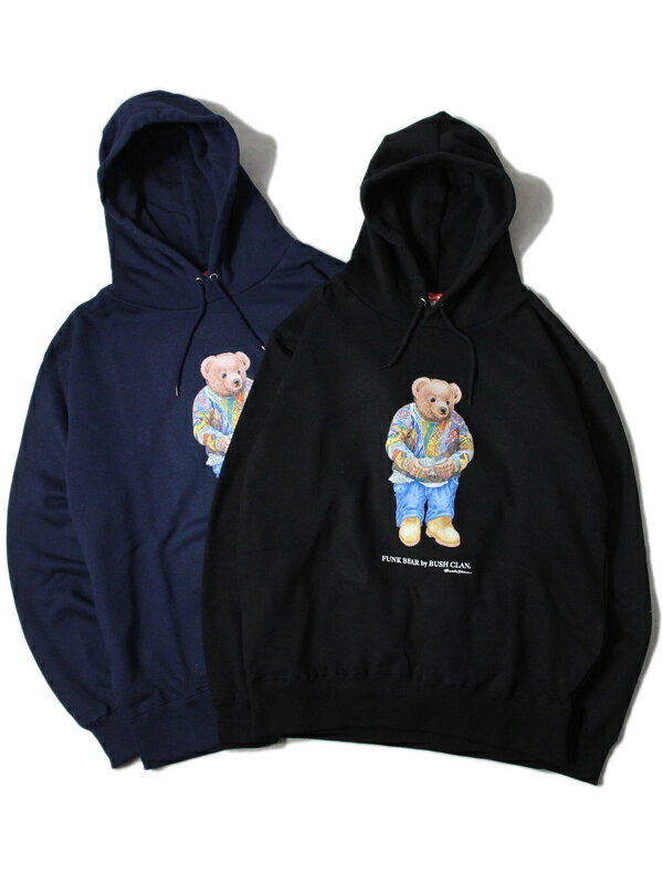 BUSH CLAN BIGGIE BEAR HOODIE navy / black ubVN t@NxA[ vI[o[t[fB[ lCr[ ubN