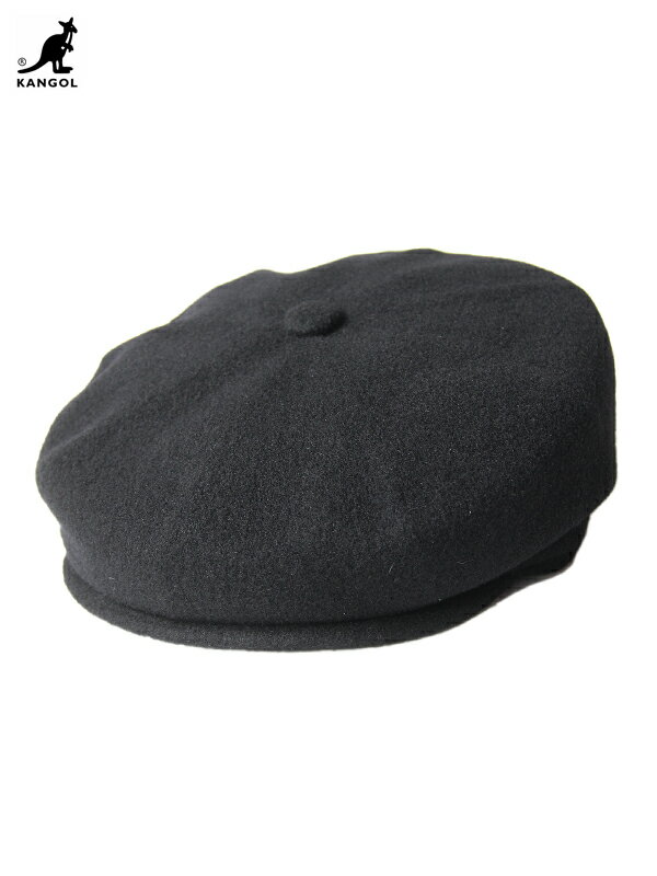 【USモデル】KANGOL WOOL HAWKER CASKET black カンゴール キャスケット ニュースペーパーボーイ ウール 帽子 黒 ブラック