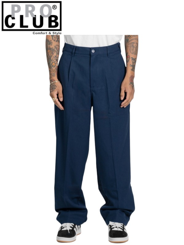 【USモデル】PRO CLUB COMFORT TROUSER PANTS navy プロクラブ コンフォート トラウザー パンツ ネイビー ワイドシルエット 太め