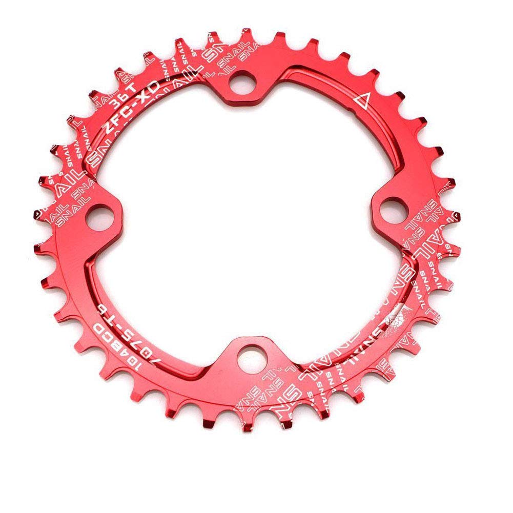 チェーンリング 36T 104BCD Mutte MTB ナローワイド チェーンリング シングル (レッド, アルミニウム合金)(4)