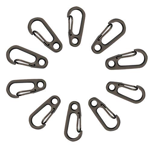 TEMLUM カラビナ 小型 ミニカラビナ 10個セット スナップフック キーホルダー 小物 鍵 つける先 キャンプ ハイキング用 (グレー01)