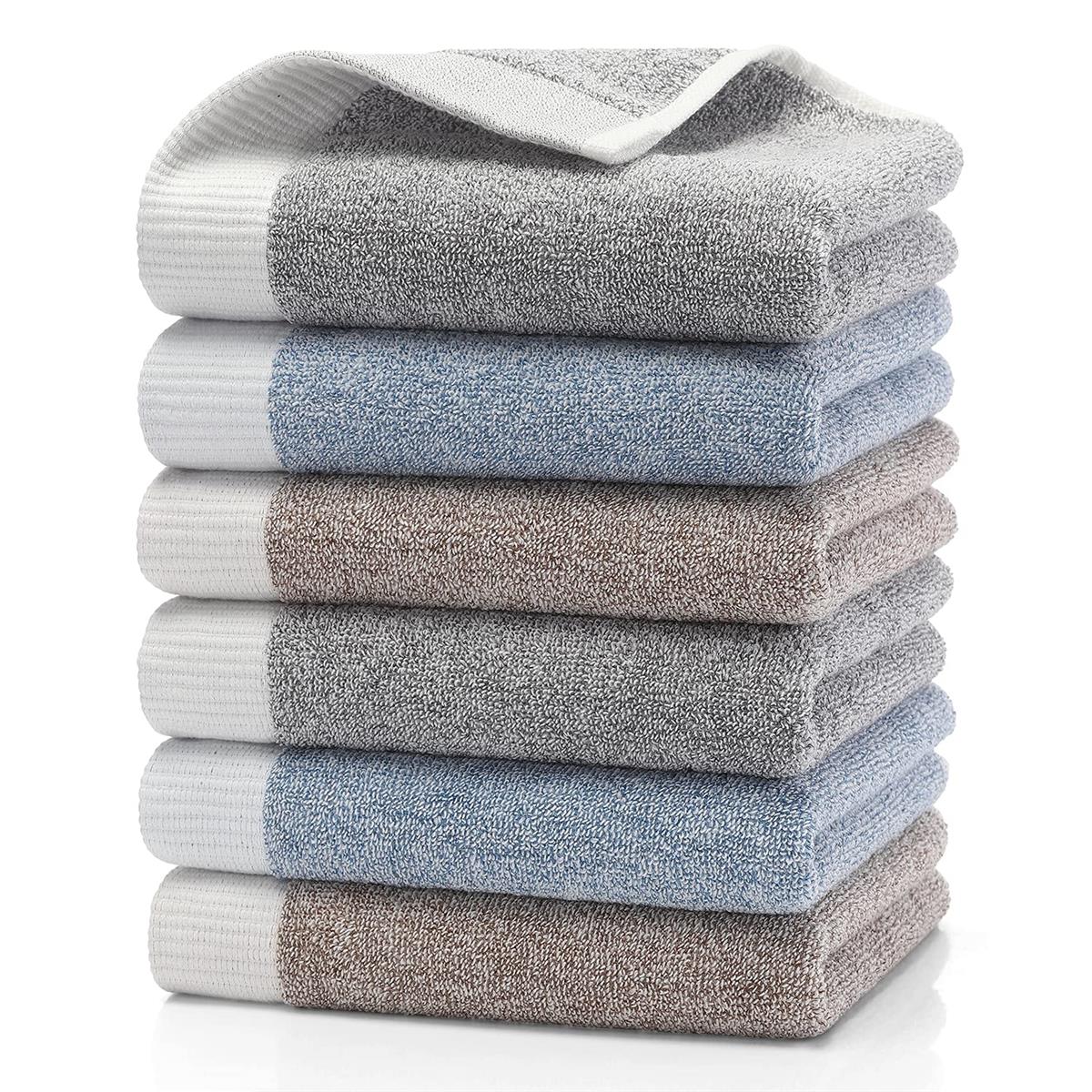 フェイスタオル 6枚セット 3色 HomeFirst 瞬間吸水 速乾 綿100％ ふわふわ の肌触り 極上 ホテル仕様 ..