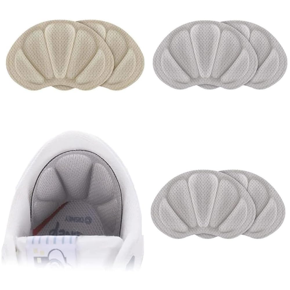 YFFSFDC かかとパッド パカパカ防止 靴ずれ防止 滑り止め サイズ調整 革靴 スニーカー 靴擦れ防止 かかと 踵保護 かかと修理 パッチ シューズ補修材 革靴 スニーカー かかと 貼るだけで簡単 3ペア (肌の色*1/グレー*2)