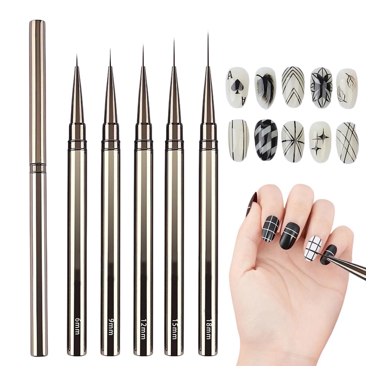 ネイルブラシ 極細 5本セット ネイルライナー 筆 ジェルネイルブラシ 線を引く ネイルアートペン ネイ..