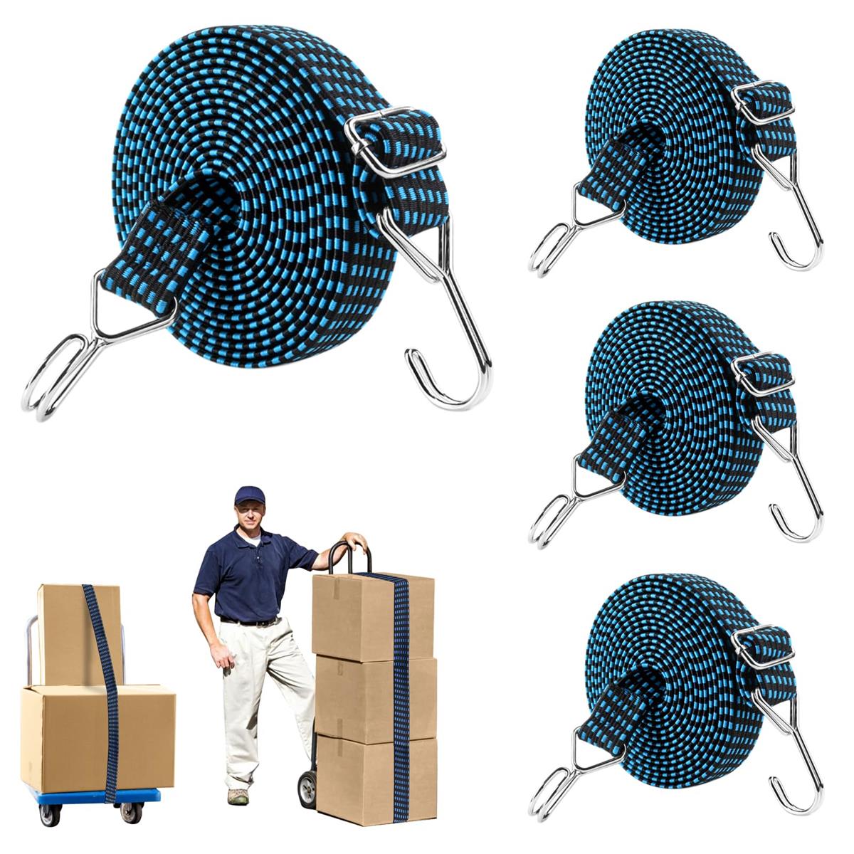 TRIWONDER 荷台用 ゴムバンド ゴムベルト 自転車 荷台 固定用 ロープ 紐 バンジーコード 両端フック付..