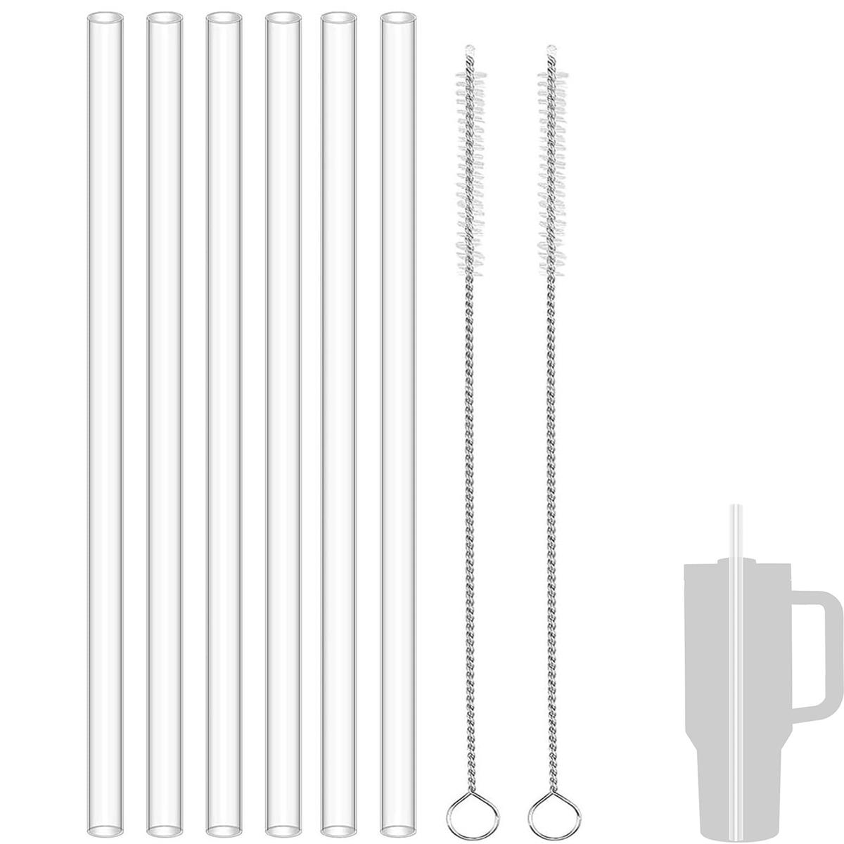 KALOLINNA プラスチックストロー 耐熱 再利用可能 安全無毒 環境に優しい 洗浄ブラシ付き 6本セット (プラスチック+6本セット)
