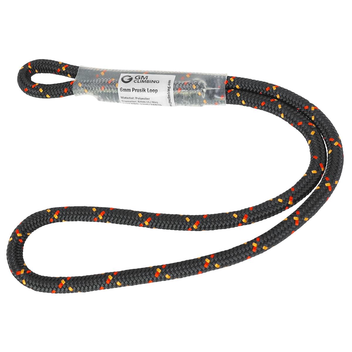 GM CLIMBING 6mm ダブルブレード プルージックループ 31cm クライミング アーボリスト 長さは調整可能 ブラック 1本入り