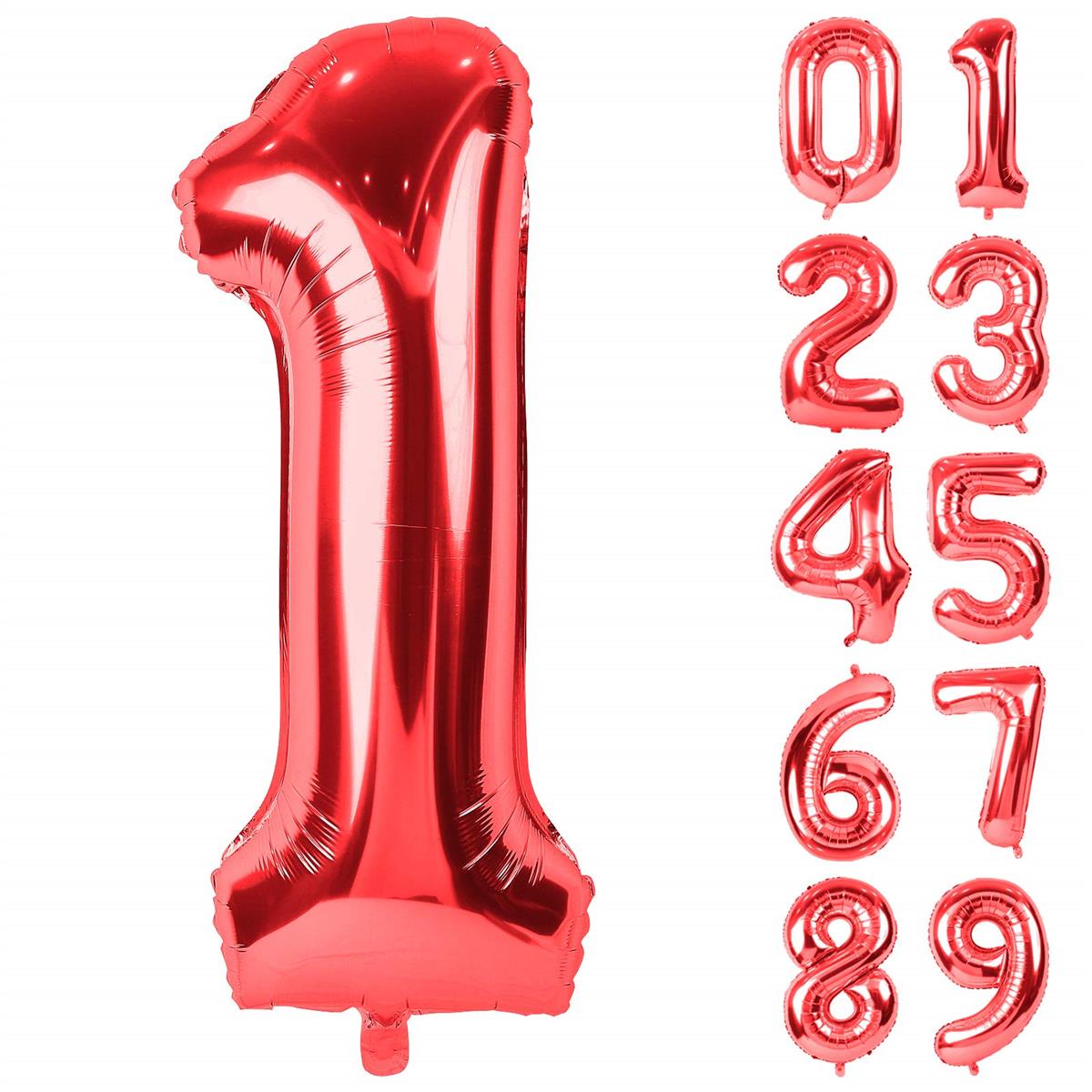 Lausatek バルーン アルミ風船 数字1 ナンバー 40インチ 大きい 誕生日 ハッピーバースデー 飾り付け 赤 記念日 パーティー 約90cm レ..
