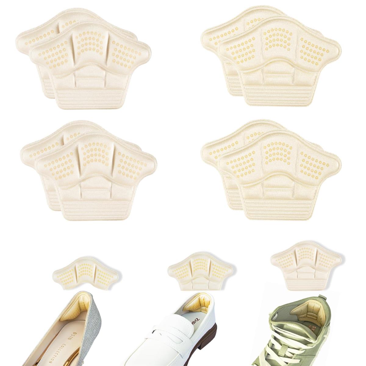 Jydclh18 かかとパッド 4足8枚セット 靴ずれ防止 サイズ調整 クッション性 衝撃吸収 滑り止め 粘着シール付き パカパカ防止 脱げ防止 スニーカーに最適 男女兼用