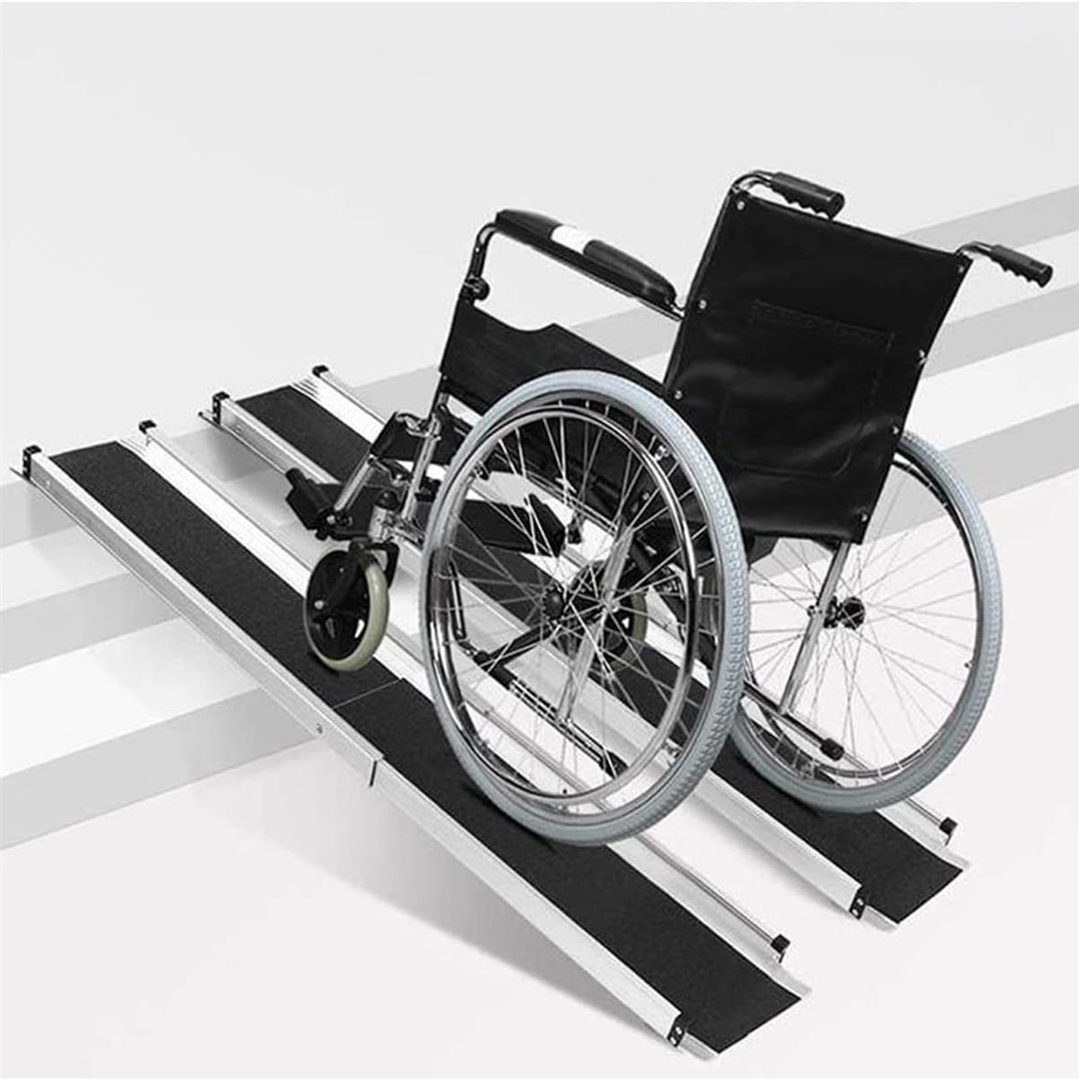軽量 携帯便利 重量6kg 車椅子 用 スロープ 二段伸縮 長さ74.5/122cm 幅19cm 荷重272KG アルミスロープ..