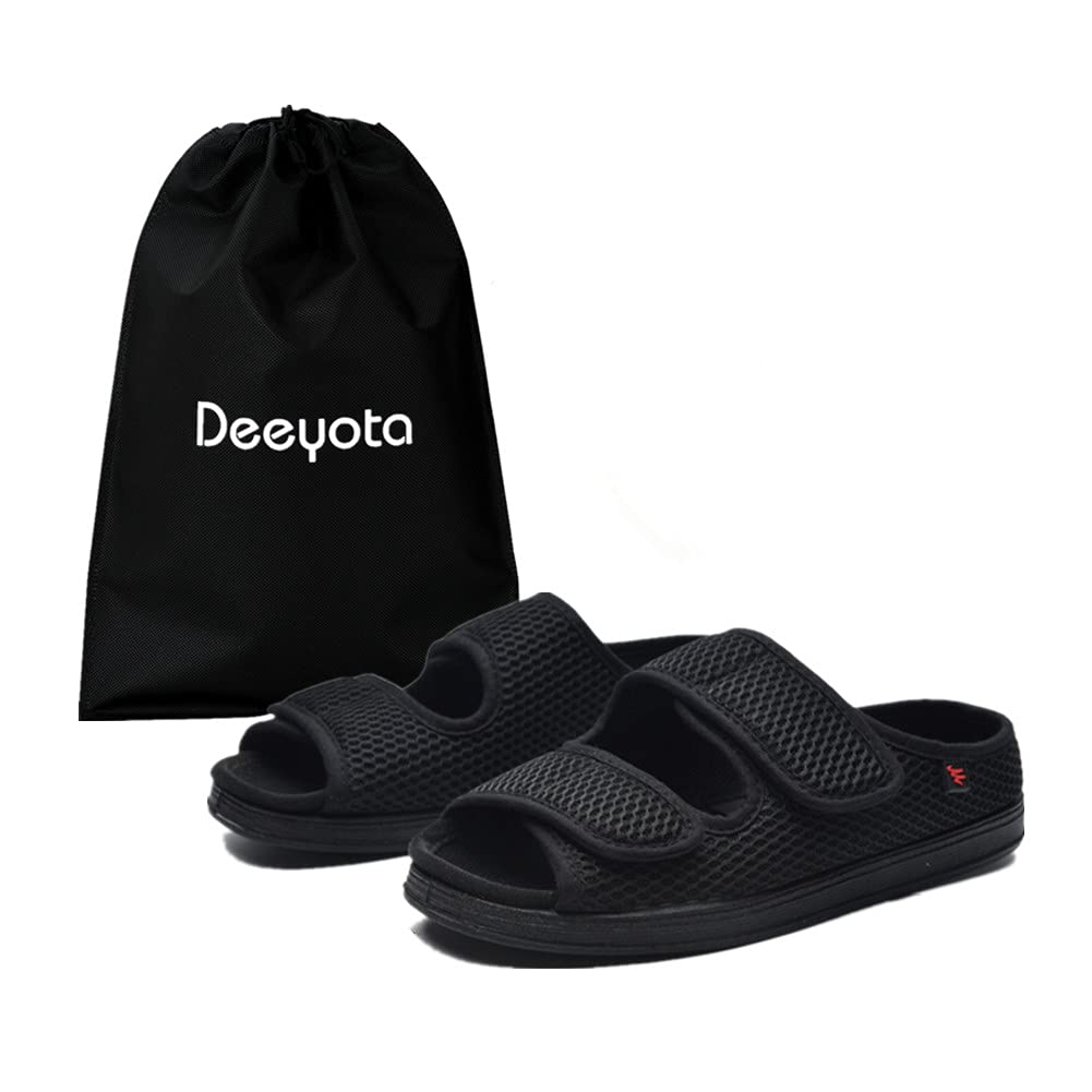 DEEYOTA 介護シューズ スニーカー シニア シューズ 老人靴 フルオープンタイプ サンダル 高齢者用 調節可能 幅広 介護用靴 敬老の日 ブラック1 25.0 cm