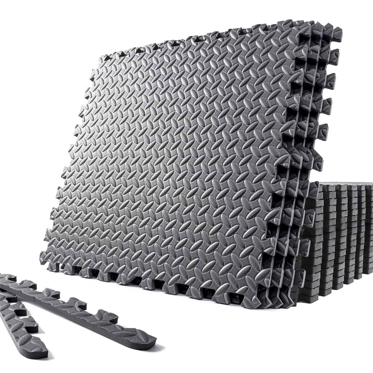 SOLPEX トレーニング ジョイントマット エクササイズマット 防音 衝撃吸収マット ホームジム 大判ジムマット 58.5cm×58.5cm×1.2cm キズ防止 高硬度 振動吸収 床保護 トレーニング器具用マット サイドパーツ付 発行対象が含まれる商品