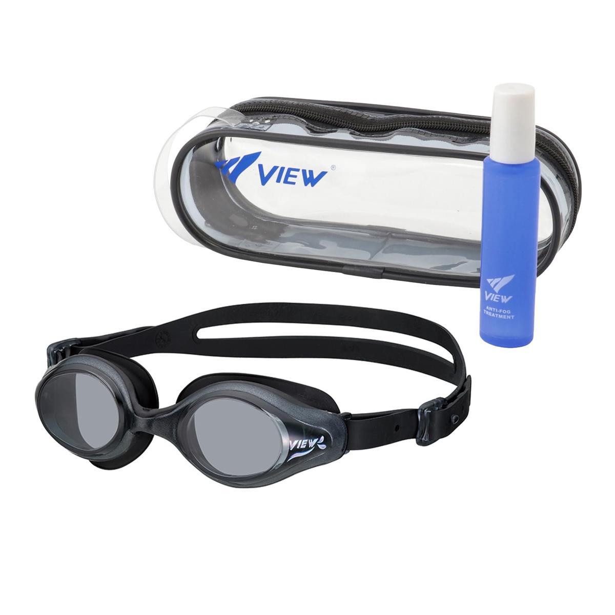 ビュー 【.co.jp 限定】 スイミング ゴーグルセット 女性用 日本製 ゴーグル くもり止め 2点セット パールフブラック