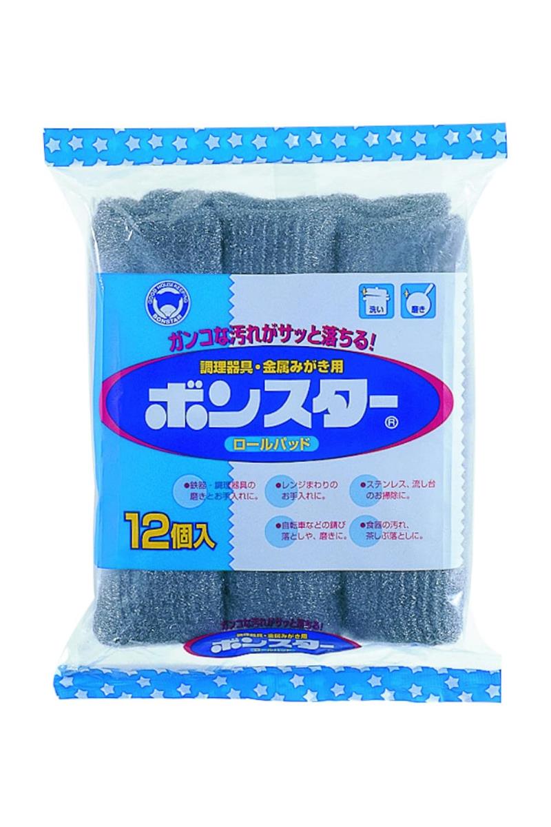ボンスター 金たわし ロールパッド 12個入り 調理器具・金属みがき用 ガ ン コな汚れがサッと落ちる レンジまわり ステンレス流し台 自転車のサビ落とし 茶しぶ落としにも使用可能